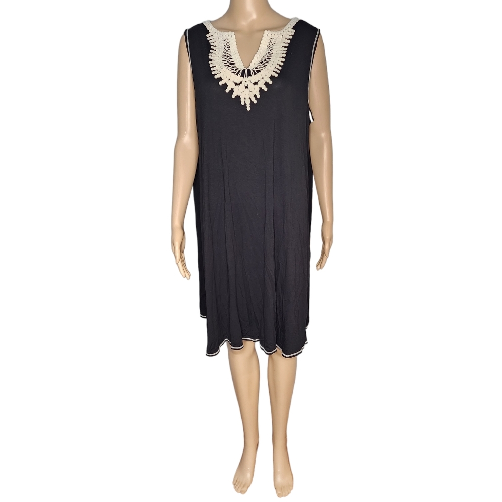 Max Studio women's black/cream sleeveless crochet design dress size 1X